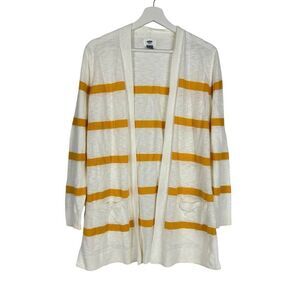 Old Navy Cream Mustard Stripe Cardigan size Medium